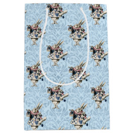 ワンダーランドの赤ちゃんシャワーでほこりっぽいブルー&ピンクアリス ミディアムペーパーバッグ