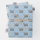 ワンダーランドの赤ちゃんシャワーでほこりっぽいブルー&ピンクアリス ラッピングペーパーシート (インサイチュ)