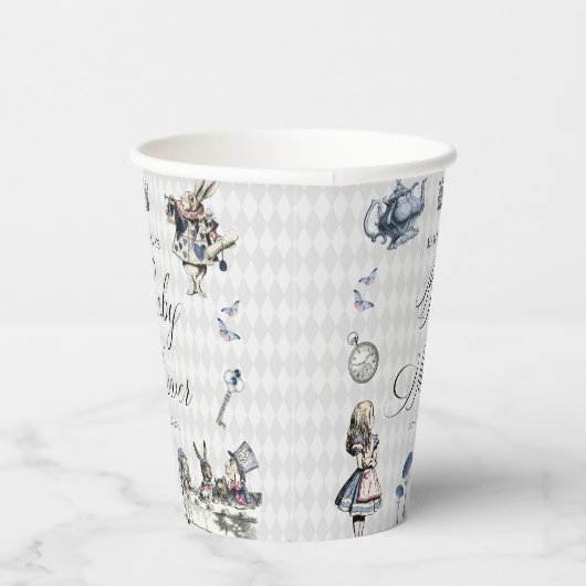 ワンダーランドの赤ちゃんシャワーでほこりっぽいブルー&ピンクアリス 紙コップ (右)