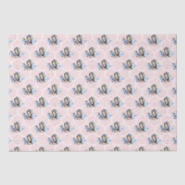 ワンダーランドの赤ちゃんシャワーでほこりっぽいブルー&ピンクアリス 薄葉紙