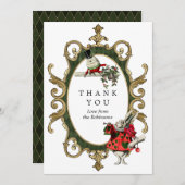 ワンダーランドの赤ちゃんシャワーのクリスマスアリス サンキューカード (正面/裏面)