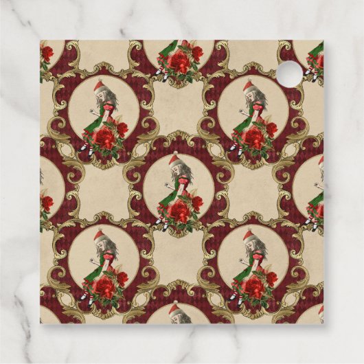 ワンダーランドの赤ちゃんシャワーのクリスマスアリス フェイバータグ (裏面)