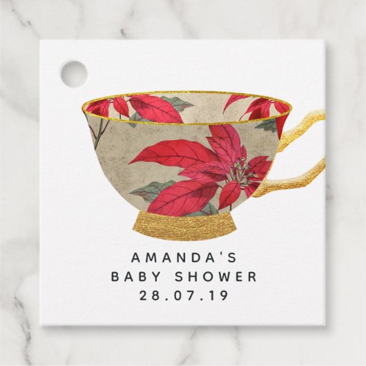 ワンダーランドの赤ちゃんシャワーのクリスマスアリス フェイバータグ (正面)