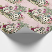 ワンダーランドアリスホワイトラビット赤面ヴィンテージ ラッピングペーパー (角)