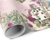 ワンダーランドアリスホワイトラビット赤面ヴィンテージ ラッピングペーパー (ロールコーナー)