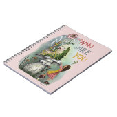 ワンダーランドアートのアリスのかわいいピンクの毛虫 ノートブック (左側)