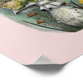 ワンダーランドアートのアリスのかわいいピンクの毛虫 ポスター (角)