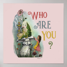 ワンダーランドアートのアリスのかわいいピンクの毛虫 ポスター