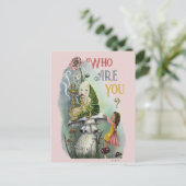 ワンダーランドアートのアリスのかわいいピンクの毛虫 ポストカード (スタンド正面)