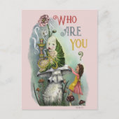 ワンダーランドアートのアリスのかわいいピンクの毛虫 ポストカード (正面)