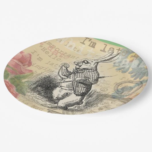 ワンダーランドアートの白うさぎのアリス ペーパープレート (アングル)