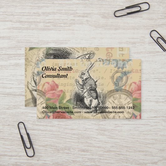 ワンダーランドアートの白うさぎのアリス 名刺 (正面/裏面インサイチュ)