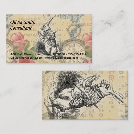 ワンダーランドアートの白うさぎのアリス 名刺 (正面/裏面)