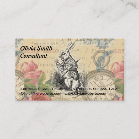 ワンダーランドアートの白うさぎのアリス 名刺 (正面)