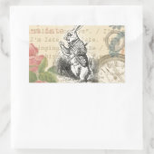 ワンダーランドアートの白うさぎのアリス 長方形シール (バッグ)