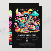 ワンダーランドウィムシーキャンディ誕生日 招待状 (正面/裏面)