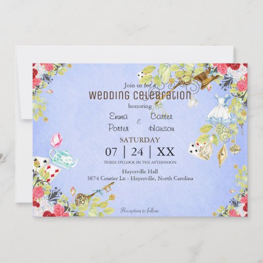 ワンダーランドウォーターカラー春の結婚式招待状 招待状 (正面)