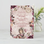 ワンダーランドエレガントのヴィンテージ縁どのアリス結婚ト 招待状 (スタンド正面)