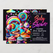 ワンダーランドキャンディカスタムランド州ベビーシャワー 招待状 (正面/裏面)