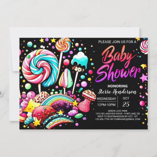 ワンダーランドキャンディベビーシャワー 招待状 (正面)