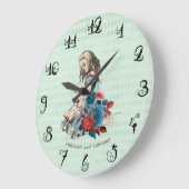 ワンダーランドキュリオーザーヴィンテージストーリーブックアリス引用文 ラージ壁時計 (傾斜)