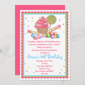 ワンダーランドスイートショップカップケーキキャンディーの招待 招待状 (正面/裏面)