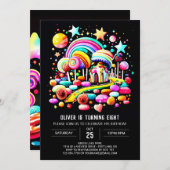 ワンダーランドスウィートお祝い誕生日 招待状 (正面/裏面)