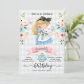 ワンダーランドティーパーティーガール誕生日招待状 招待状 (スタンド正面)