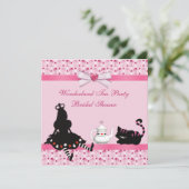 ワンダーランドティーパーティーピンクフラミンゴスブライダルシャワー 招待状 (スタンド正面)