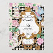 ワンダーランドティーパーティー誕生日招待状 招待状 (正面/裏面)