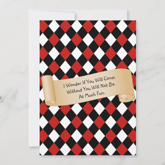 ワンダーランドティーパーティー誕生日招待状 招待状 (裏面)