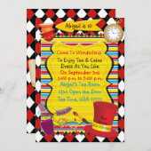 ワンダーランドティーパーティー誕生日招待状 招待状 (正面/裏面)