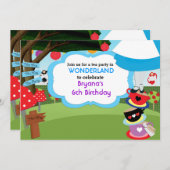 ワンダーランドティーパーティー誕生日招待状 招待状 (正面/裏面)