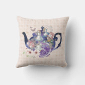 ワンダーランドティーポットのシックな魔法のストーリーブックアリス クッション (裏面)