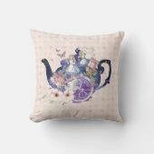 ワンダーランドティーポットのシックな魔法のストーリーブックアリス クッション (正面)