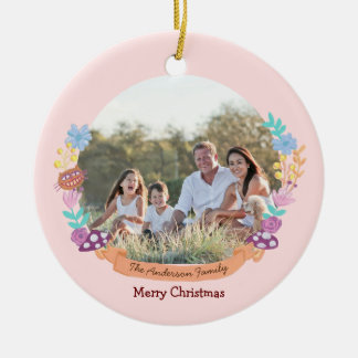 ワンダーランドドリーマーピンクフローラリース写真 セラミックオーナメント