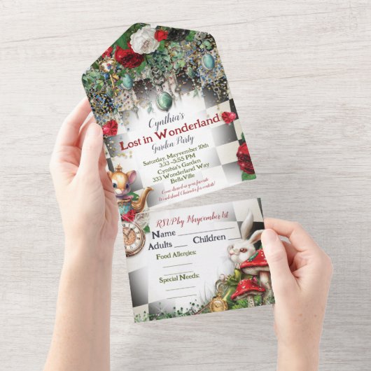 ワンダーランドパーティの招待状 オールインワン招待状 (貼ってはがせる)