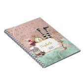 ワンダーランドピンクとターコイズスパイラルフォト ノートブック (右側)