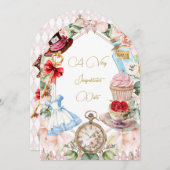 ワンダーランドピンクの赤ちゃんシャワーフローラ 招待状 (正面/裏面)