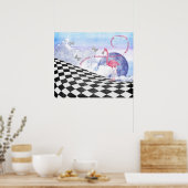 ワンダーランドピンクフラミンゴファンタジーアートポスター ポスター (キッチン)