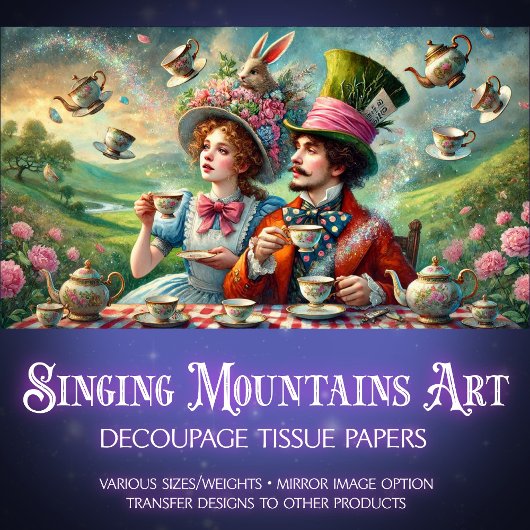 ワンダーランドファンタジーティー不機嫌ハッタアリスデクページ 薄葉紙