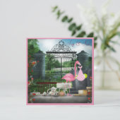 ワンダーランドフラミンゴSip &シー·ガール·ベビー·シャワー 招待状 (スタンド正面)