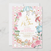 ワンダーランドフローラのアリス二杯用誕生日 招待状 (正面)