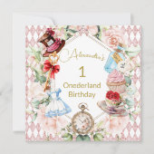 ワンダーランドフローラ広場の誕生日アリス 招待状 (正面)