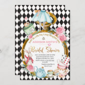 ワンダーランドブライダルシャワーでアリスに遅れないで 招待状 (正面/裏面)