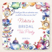 ワンダーランドブライダルシャワー茶会のアリス スクエアペーパーコースター (正面)