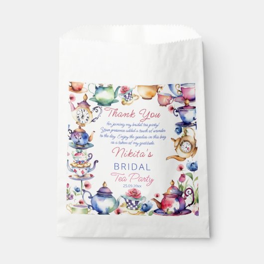 ワンダーランドブライダルシャワー茶会のアリス フェイバーバッグ (正面)