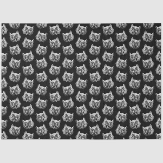 ワンダーランドブラックのチェシャ猫ヴィンテージアート 薄葉紙 (正面)