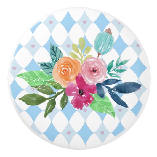 ワンダーランドブルーダイヤモンドの白うさぎ セラミックノブ (正面)