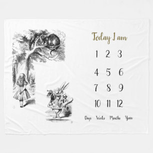 ワンダーランドベビー1年目のマイルストーンのアリス    フリースブランケット